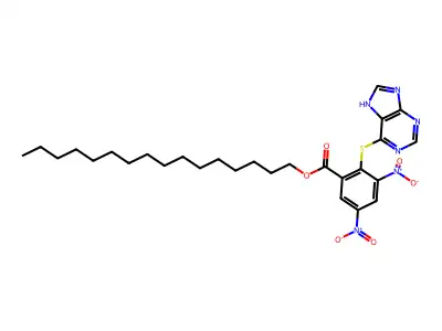 Hexadecyl 3,5-dinitro-2-(7H-purin-6-ylsulfanyl)benzoate structure
