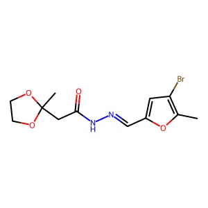 N-[(4-BROMO-5-METHYL-2-FURYL)METHYLIDENEAMINO]-2-(2-METHYL-1,3-DIOXOLAN-2-YL)ACETAMIDE structure