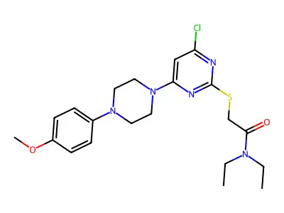 2-({4-Chloro-6-[4-(4-methoxyphenyl)piperazin-1-yl]pyrimidin-2-yl}sulfanyl)-N,N-diethylacetamide structure