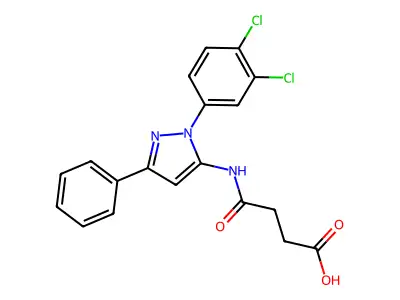 4-[[2-(3,4-Dichlorophenyl)-5-phenylpyrazol-3-yl]amino]-4-oxobutanoic acid structure