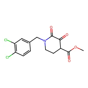 Methyl-1-(3,4-dichlorobenzyl)hexahydro-2,3-dioxo-4-pyridinecarboxylate structure