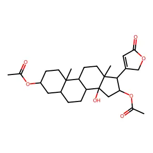 3,16-Bis(acetyloxy)-14-hydroxycard-20(22)-enolide structure