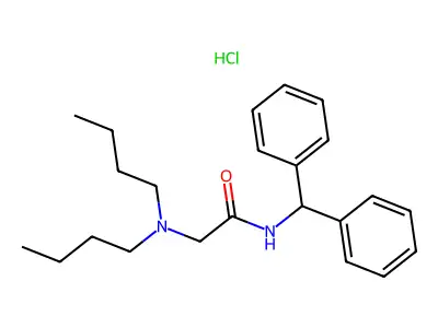 Acetamide, 2-(dibutylamino)-N-(diphenylmethyl)-, monohydrochloride structure