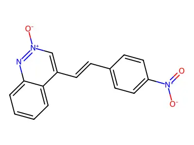 4-[2-(4-Nitrophenyl)ethenyl]-2-oxidocinnolin-2-ium structure