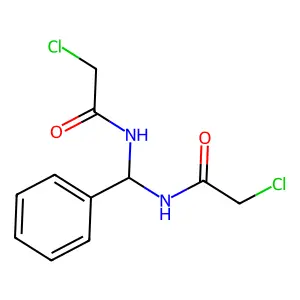 2-chloro-N-[[(2-chloroacetyl)amino]-phenyl-methyl]acetamide structure