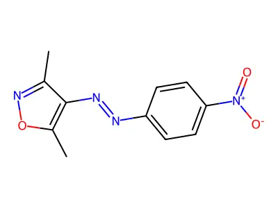 3,5-dimethyl-4-[(E)-(4-nitrophenyl)diazenyl]-1,2-oxazole structure