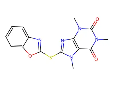 8-(1,3-Benzoxazol-2-ylsulfanyl)-1,3,7-trimethylpurine-2,6-dione structure