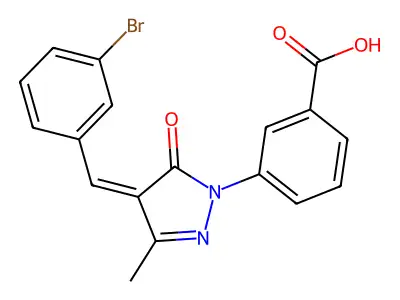 3-[(4Z)-4-[(3-bromophenyl)methylidene]-3-methyl-5-oxopyrazol-1-yl]benzoic acid structure