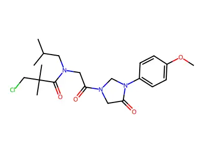 3-Chloro-N-{2-[3-(4-methoxyphenyl)-4-oxoimidazolidin-1-yl]-2-oxoethyl}-2,2-dimethyl-N-(2-methylpropyl)propanamide structure