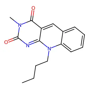 10-butyl-3-methylpyrimido[4,5-b]quinoline-2,4(3H,10H)-dione structure