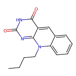 10-butylpyrimido[4,5-b]quinoline-2,4(3H,10H)-dione structure