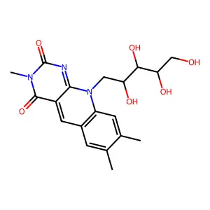 3,7,8-trimethyl-10-(2,3,4,5-tetrahydroxypentyl)pyrimido[4,5-b]quinoline-2,4-dione structure