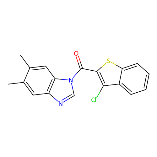 (3-Chloro-1-benzothiophen-2-yl)-(5,6-dimethylbenzimidazol-1-yl)methanone structure