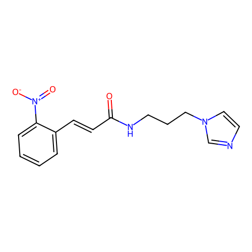 (E)-N-(3-imidazol-1-ylpropyl)-3-(2-nitrophenyl)prop-2-enamide structure