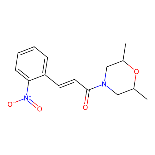 (E)-1-(2,6-dimethylmorpholin-4-yl)-3-(2-nitrophenyl)prop-2-en-1-one structure