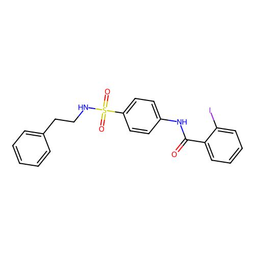 2-iodo-N-{4-[(2-phenylethyl)sulfamoyl]phenyl}benzamide structure