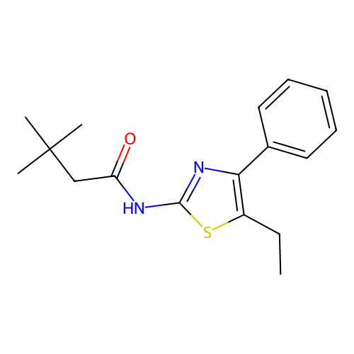 N-(5-ethyl-4-phenyl-1,3-thiazol-2-yl)-3,3-dimethylbutanamide structure