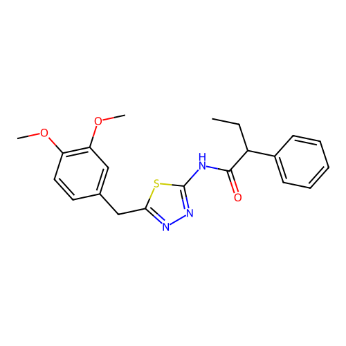 N-[5-(3,4-dimethoxybenzyl)-1,3,4-thiadiazol-2-yl]-2-phenylbutanamide structure