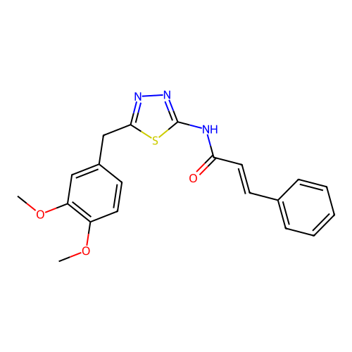 N-(5-(3,4-dimethoxybenzyl)-1,3,4-thiadiazol-2-yl)cinnamamide structure