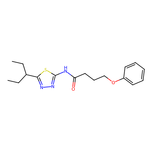 N-[5-(pentan-3-yl)-1,3,4-thiadiazol-2-yl]-4-phenoxybutanamide structure