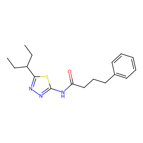 N-[5-(pentan-3-yl)-1,3,4-thiadiazol-2-yl]-4-phenylbutanamide structure