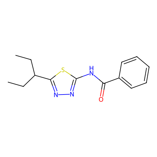 N-[5-(pentan-3-yl)-1,3,4-thiadiazol-2-yl]benzamide structure