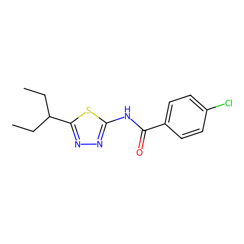 4-chloro-N-[5-(pentan-3-yl)-1,3,4-thiadiazol-2-yl]benzamide structure