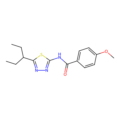4-methoxy-N-[5-(pentan-3-yl)-1,3,4-thiadiazol-2-yl]benzamide structure