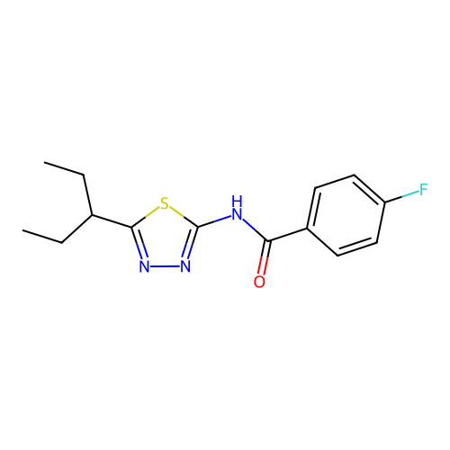 4-fluoro-N-[5-(pentan-3-yl)-1,3,4-thiadiazol-2-yl]benzamide structure