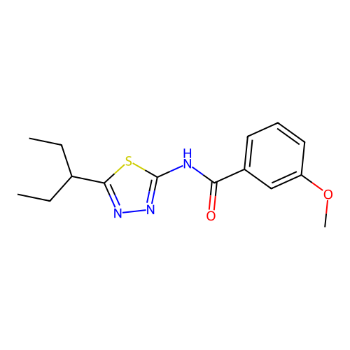 3-methoxy-N-[5-(pentan-3-yl)-1,3,4-thiadiazol-2-yl]benzamide structure