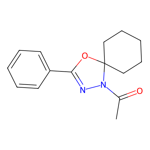 1-(3-Phenyl-4-oxa-1,2-diazaspiro[4.5]dec-2-en-1-yl)ethanone structure