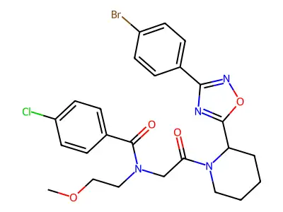 N-(2-{2-[3-(4-Bromophenyl)-1,2,4-oxadiazol-5-yl]piperidin-1-yl}-2-oxoethyl)-4-chloro-N-(2-methoxyethyl)benzamide structure