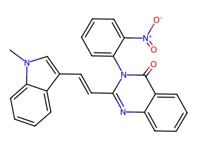 2-[(E)-2-(1-methyl-1H-indol-3-yl)ethenyl]-3-(2-nitrophenyl)quinazolin-4(3H)-one structure