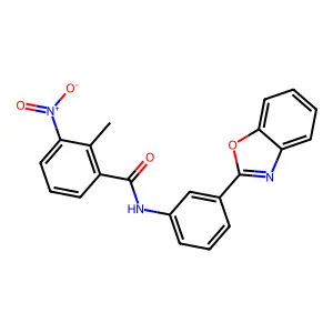 N-[3-(1,3-benzoxazol-2-yl)phenyl]-2-methyl-3-nitrobenzamide structure