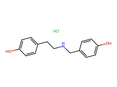 Phenol, 4-(((2-(4-hydroxyphenyl)ethyl)amino)methyl)-, hydrochloride structure