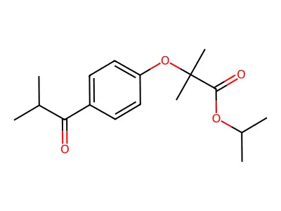 Propanoic acid, 2-methyl-2-(4-(2-methyl-1-oxopropyl)phenoxy)-, 1-methylethyl ester structure