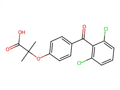 Propanoic acid, 2-(4-(2,6-dichlorobenzoyl)phenoxy)-2-methyl- structure