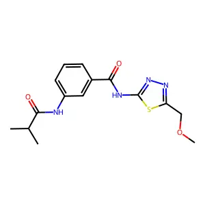 N-[5-(methoxymethyl)-1,3,4-thiadiazol-2-yl]-3-(2-methylpropanoylamino)benzamide structure