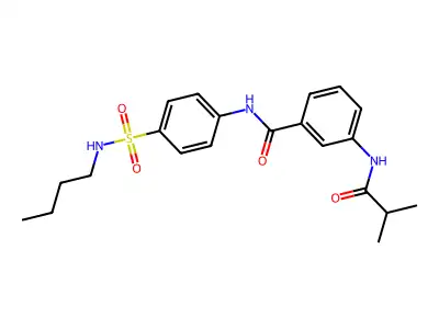 N-[4-(butylsulfamoyl)phenyl]-3-(2-methylpropanoylamino)benzamide structure