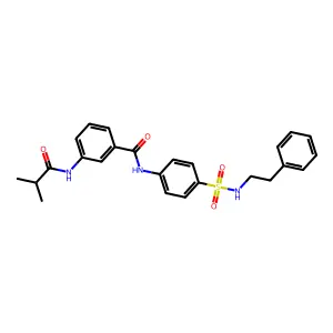 3-[(2-methylpropanoyl)amino]-N-{4-[(2-phenylethyl)sulfamoyl]phenyl}benzamide structure