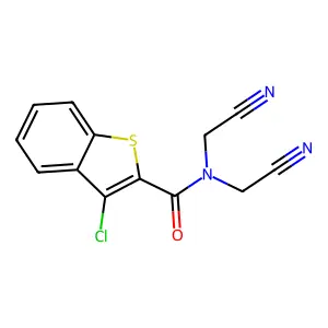 3-chloro-N,N-bis(cyanomethyl)-1-benzothiophene-2-carboxamide structure