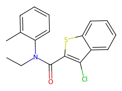 3-chloro-N-ethyl-N-(2-methylphenyl)-1-benzothiophene-2-carboxamide structure