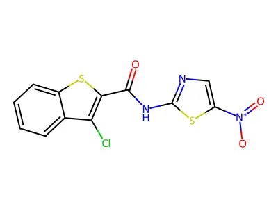 3-chloro-N-(5-nitro-1,3-thiazol-2-yl)-1-benzothiophene-2-carboxamide structure