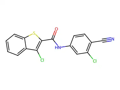 3-chloro-N-(3-chloro-4-cyanophenyl)-1-benzothiophene-2-carboxamide structure