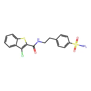 3-chloro-N-[2-(4-sulfamoylphenyl)ethyl]-1-benzothiophene-2-carboxamide structure