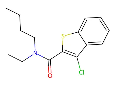 N-butyl-3-chloro-N-ethyl-1-benzothiophene-2-carboxamide structure