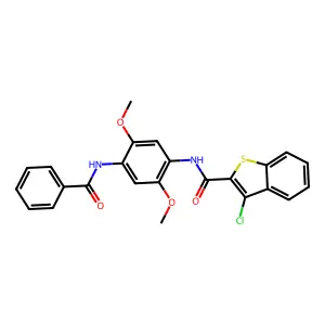 N-(4-benzamido-2,5-dimethoxyphenyl)-3-chloro-1-benzothiophene-2-carboxamide structure