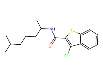 3-chloro-N-(6-methylheptan-2-yl)-1-benzothiophene-2-carboxamide structure