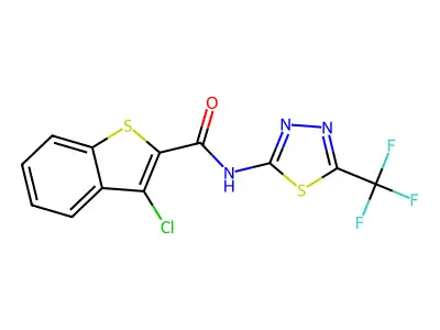 Benzo[b]thiophene-2-carboxamide, 3-chloro-N-[5-(trifluoromethyl)-1,3,4-thiadiazol-2-yl]- (9CI) structure