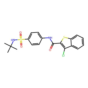 N-[4-(tert-butylsulfamoyl)phenyl]-3-chloro-1-benzothiophene-2-carboxamide structure